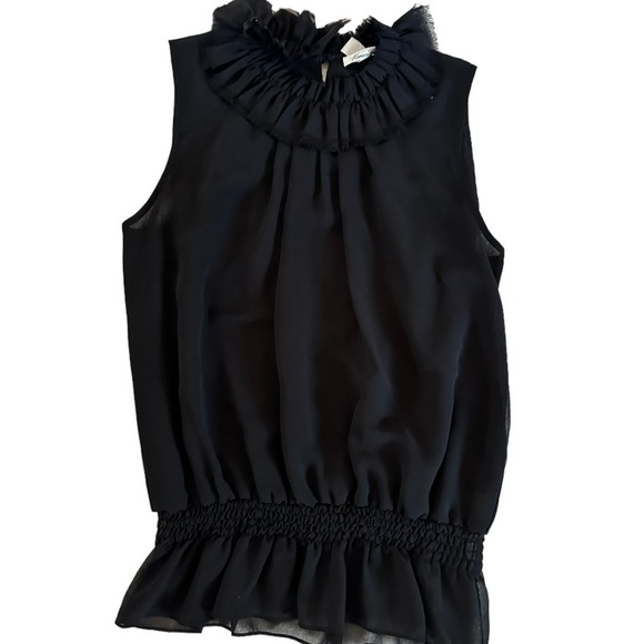 Kenneth Cole New York Black Ruffle Sleeveless Blouse Size 5P - Picture 6 of 17
